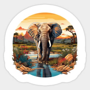 Elephant in the savanna Sticker